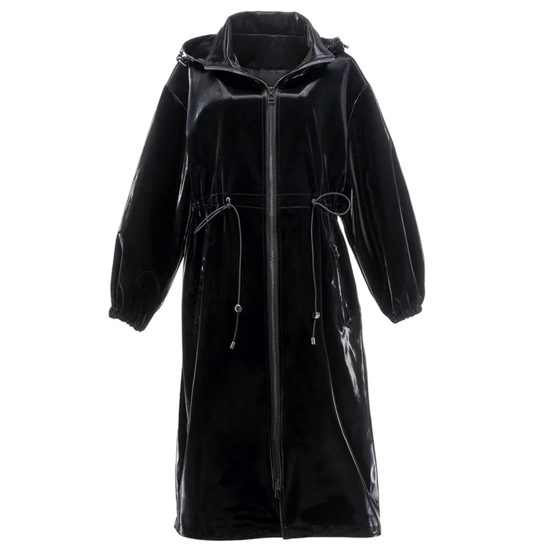 Long black Oversized Windbreaker