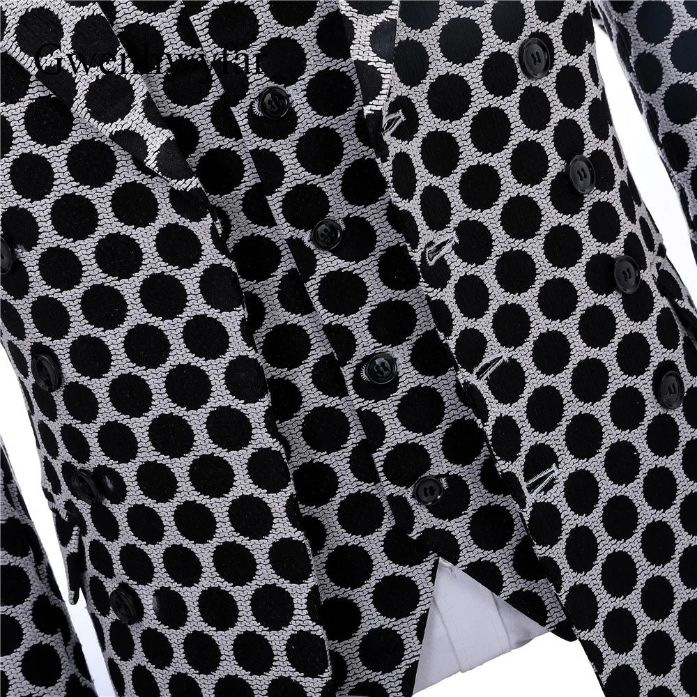 Double Breasted Dot Pattern Tuxedos for Men