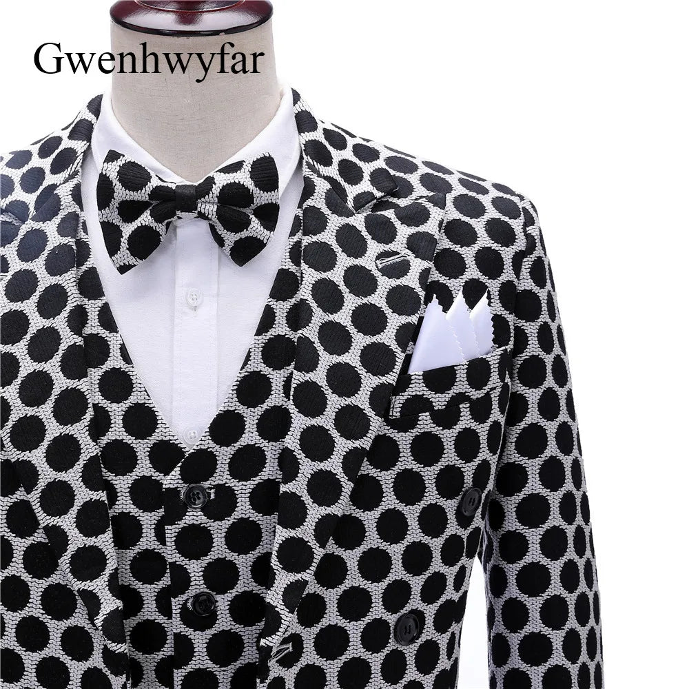 Double Breasted Dot Pattern Tuxedos for Men