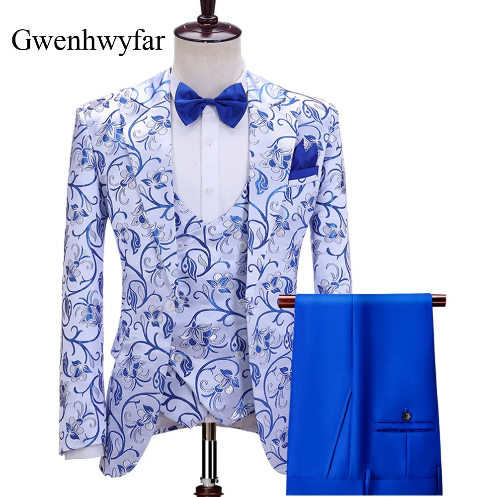 Double Breasted Dot Pattern Tuxedos for Men