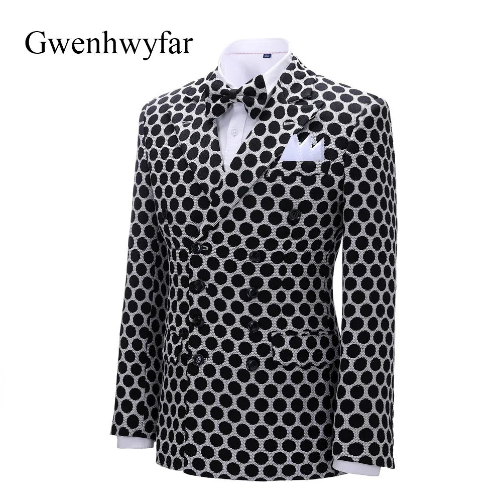 Double Breasted Dot Pattern Tuxedos for Men