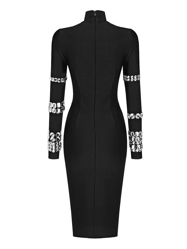 Solid Patchwork Diamonds Slimming Dress