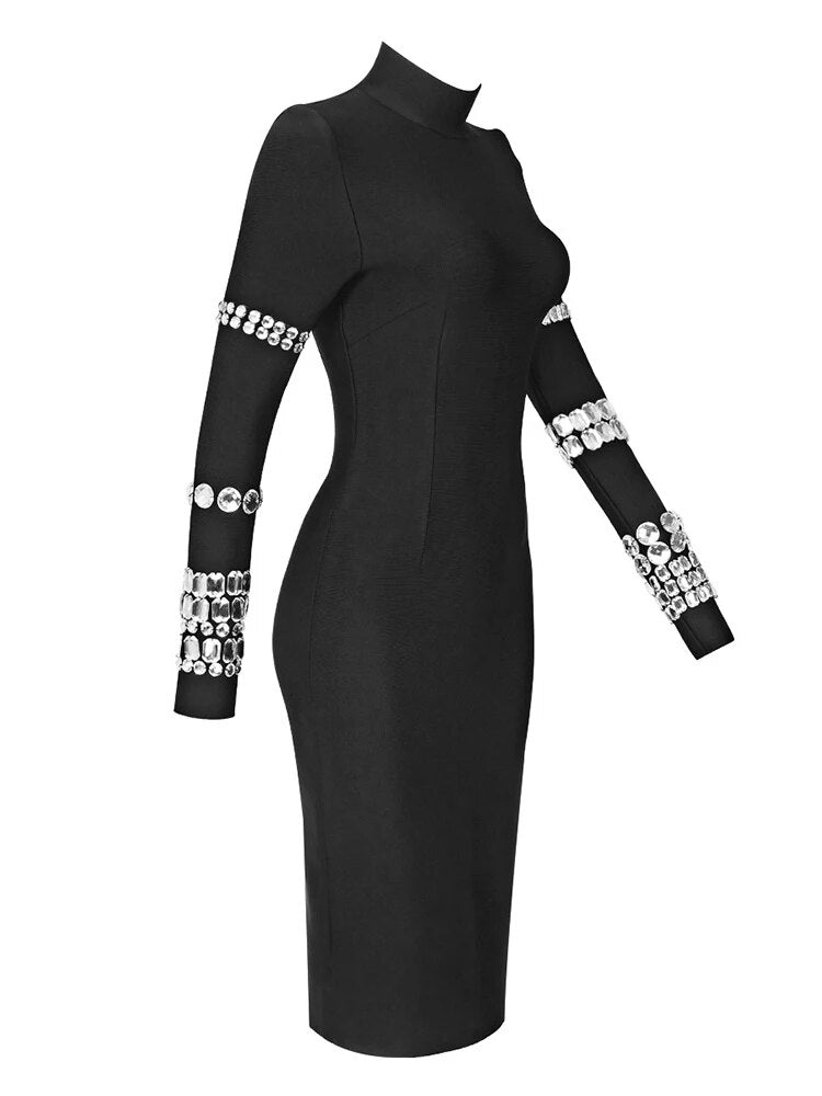 Solid Patchwork Diamonds Slimming Dress