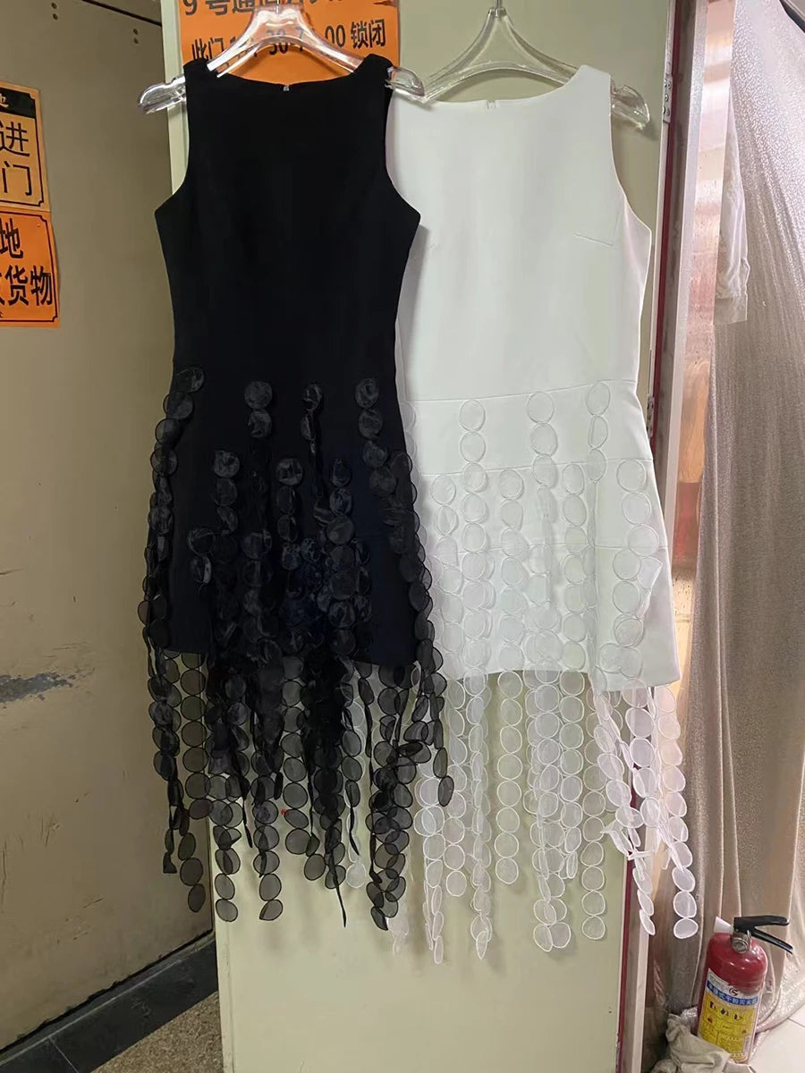 Spliced Tassel Slimming Dress