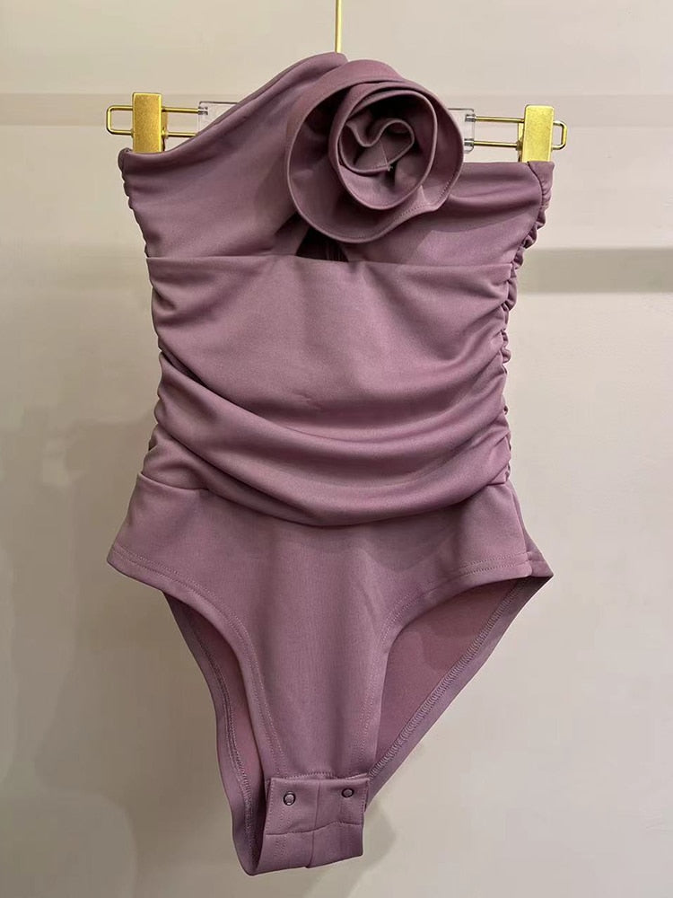 Elegant Spliced Floral Bodysuits