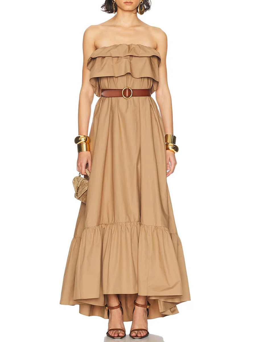 Loose Spliced Ruffles Folds Casual Dress