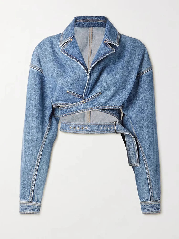 Streetwear Crisscross Denim Coat