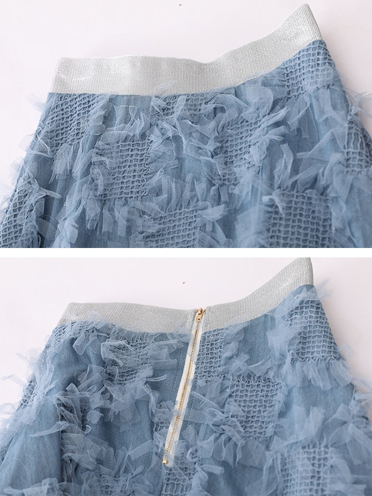 Mesh Casual Denim Skirts