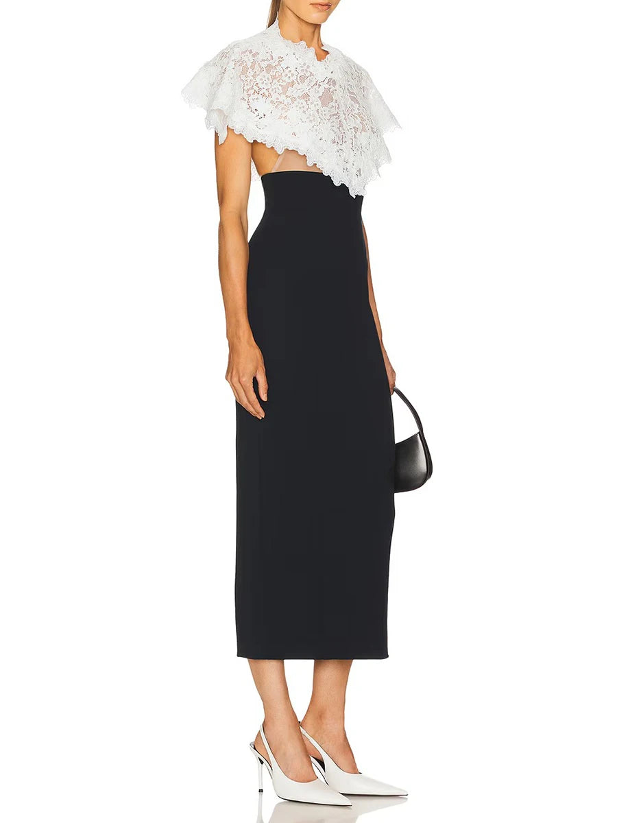 Color Slimming Spliced Lace Dresses