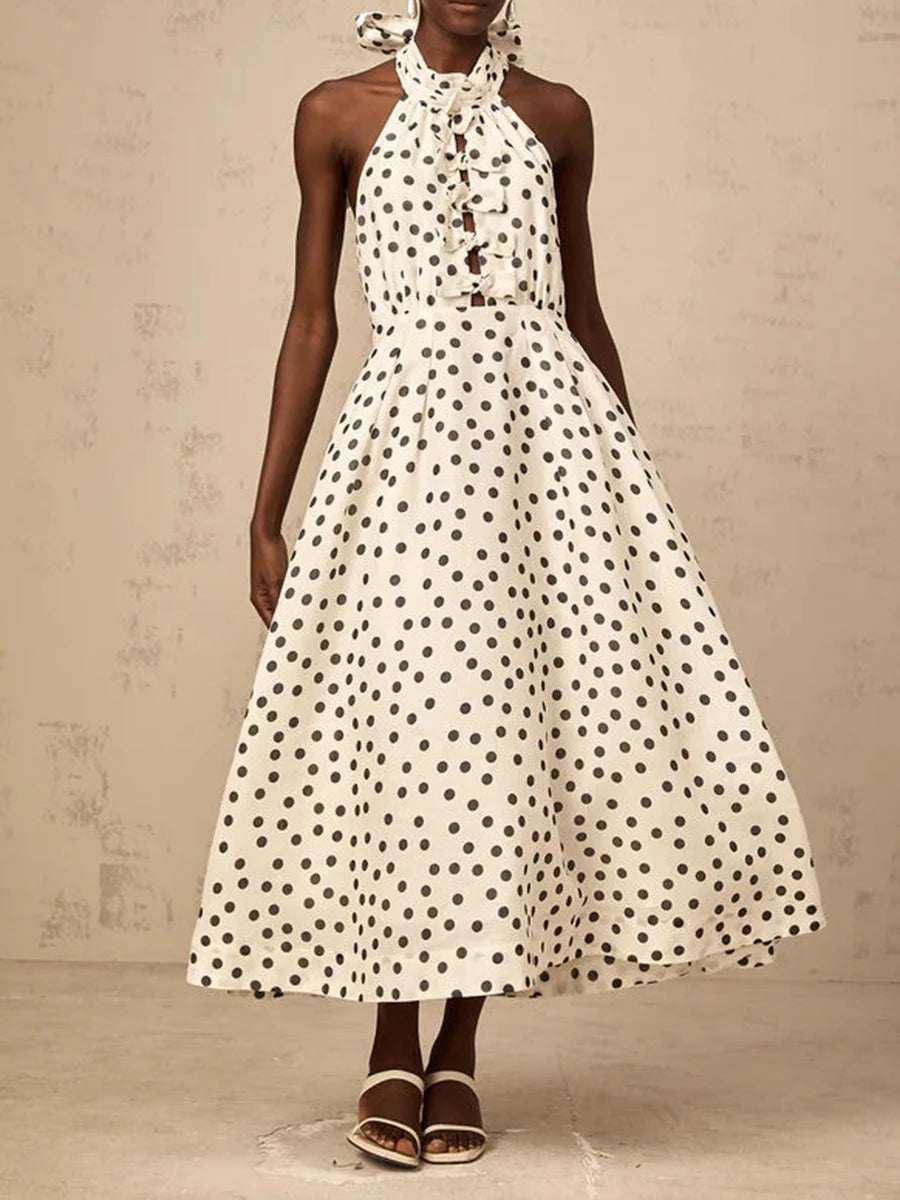 Polka Dot Elegant Midi Dresses