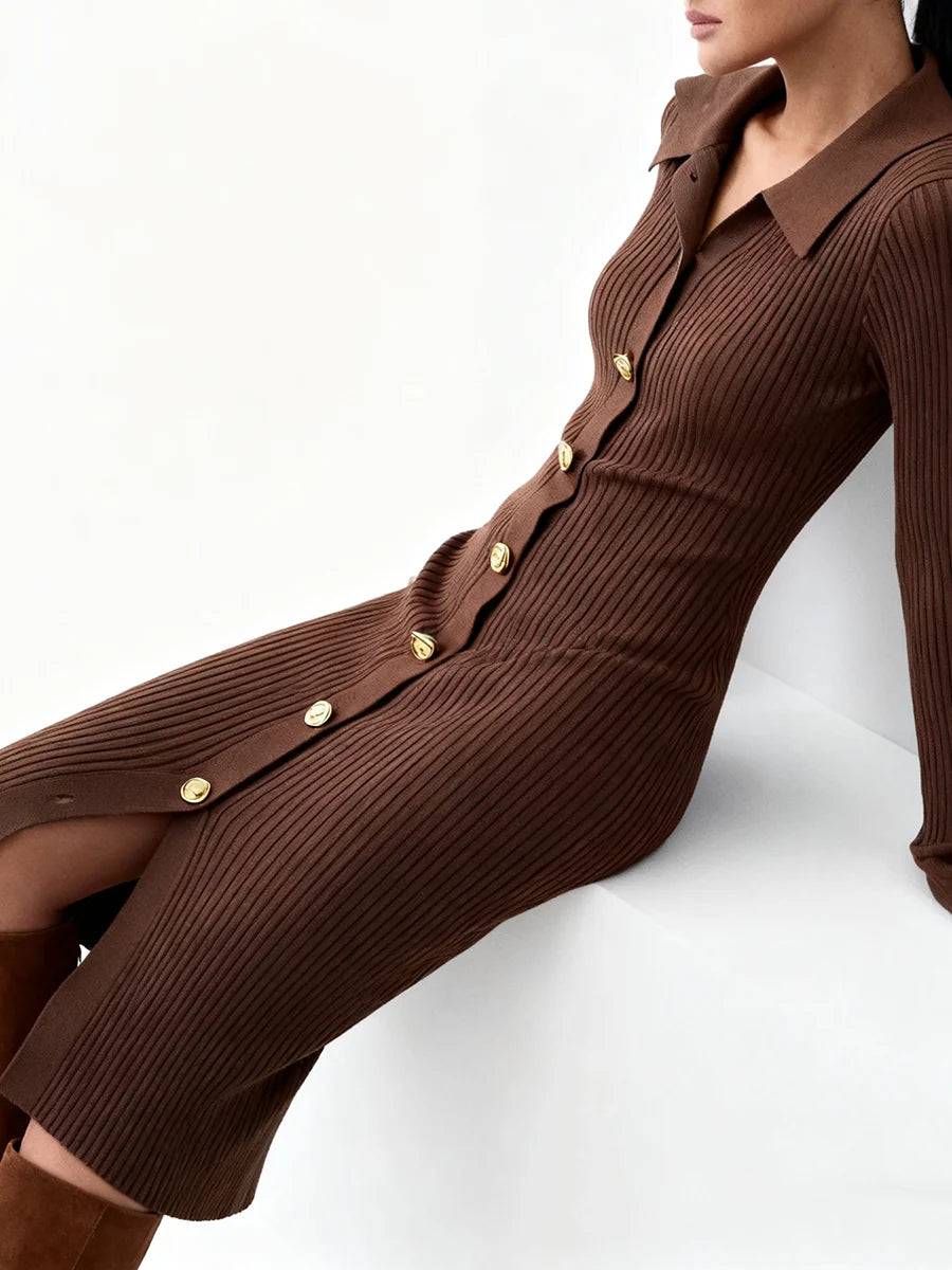 Single Breasted Basics Knit Dresses