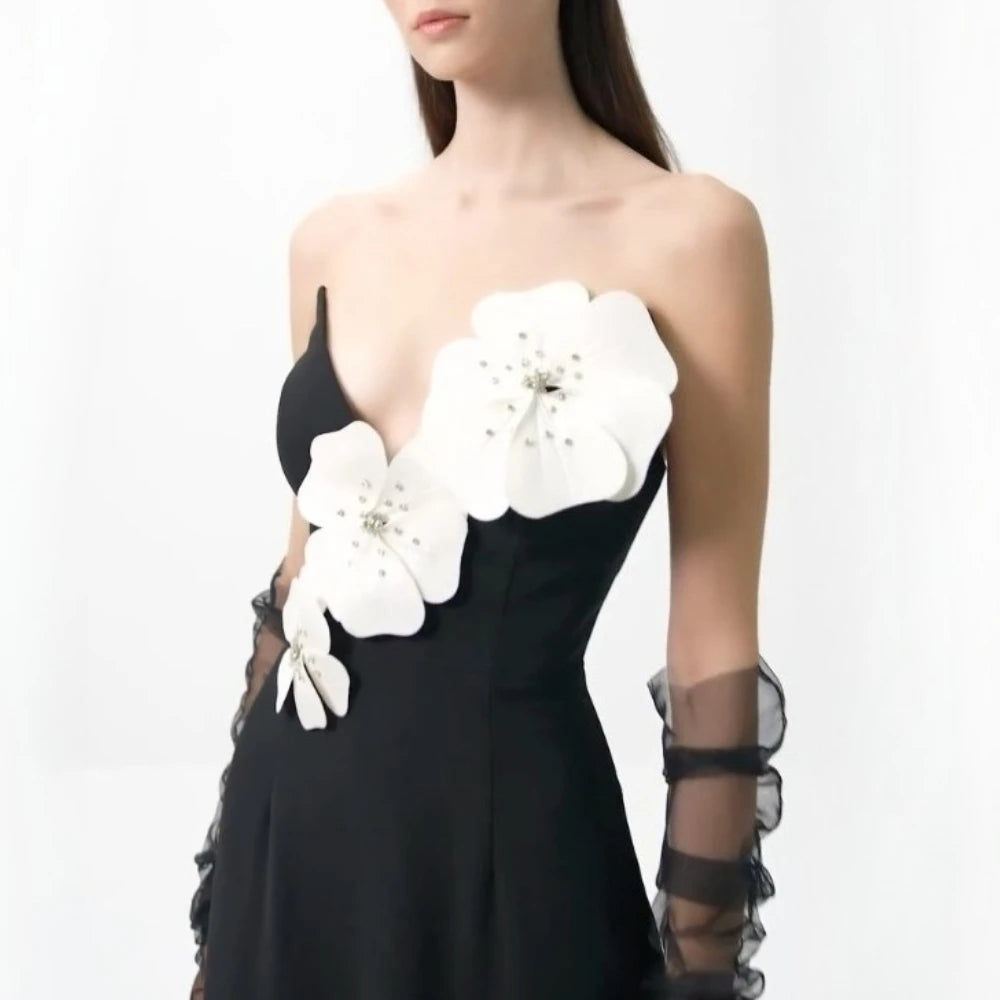 Spliced 3D Flower Dresses