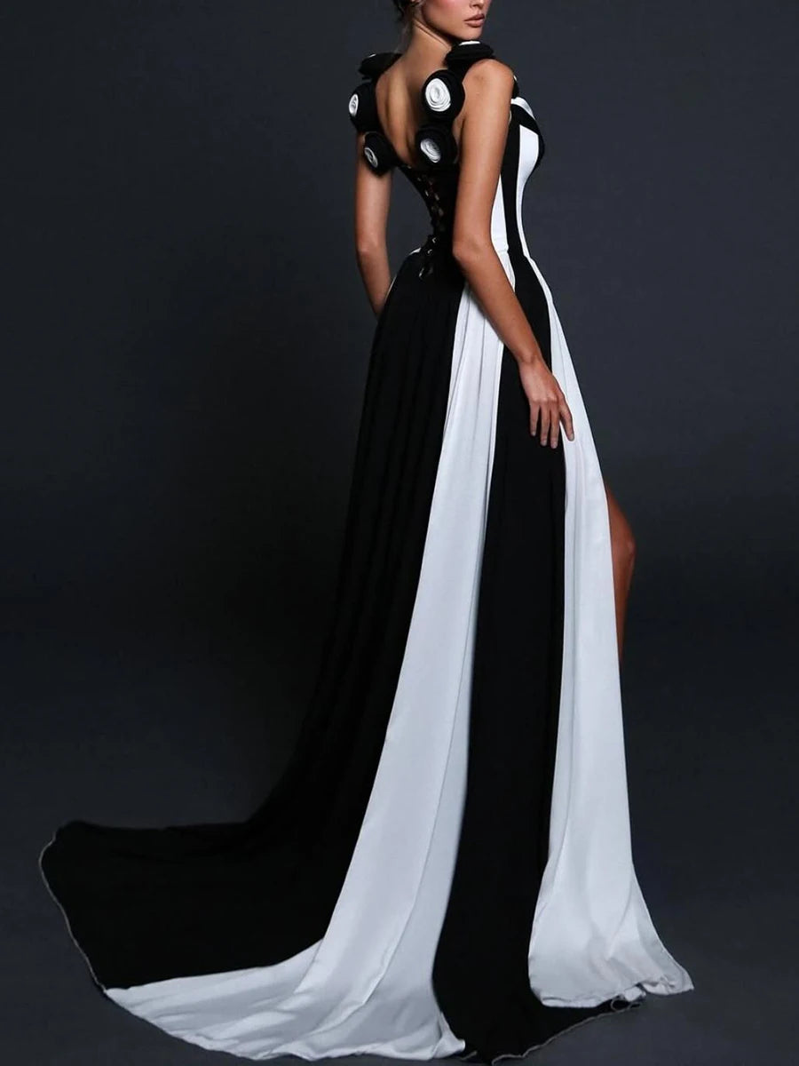 V -Neck Sleeveless High Waist Temperament Long Dress Female Fashion Style New