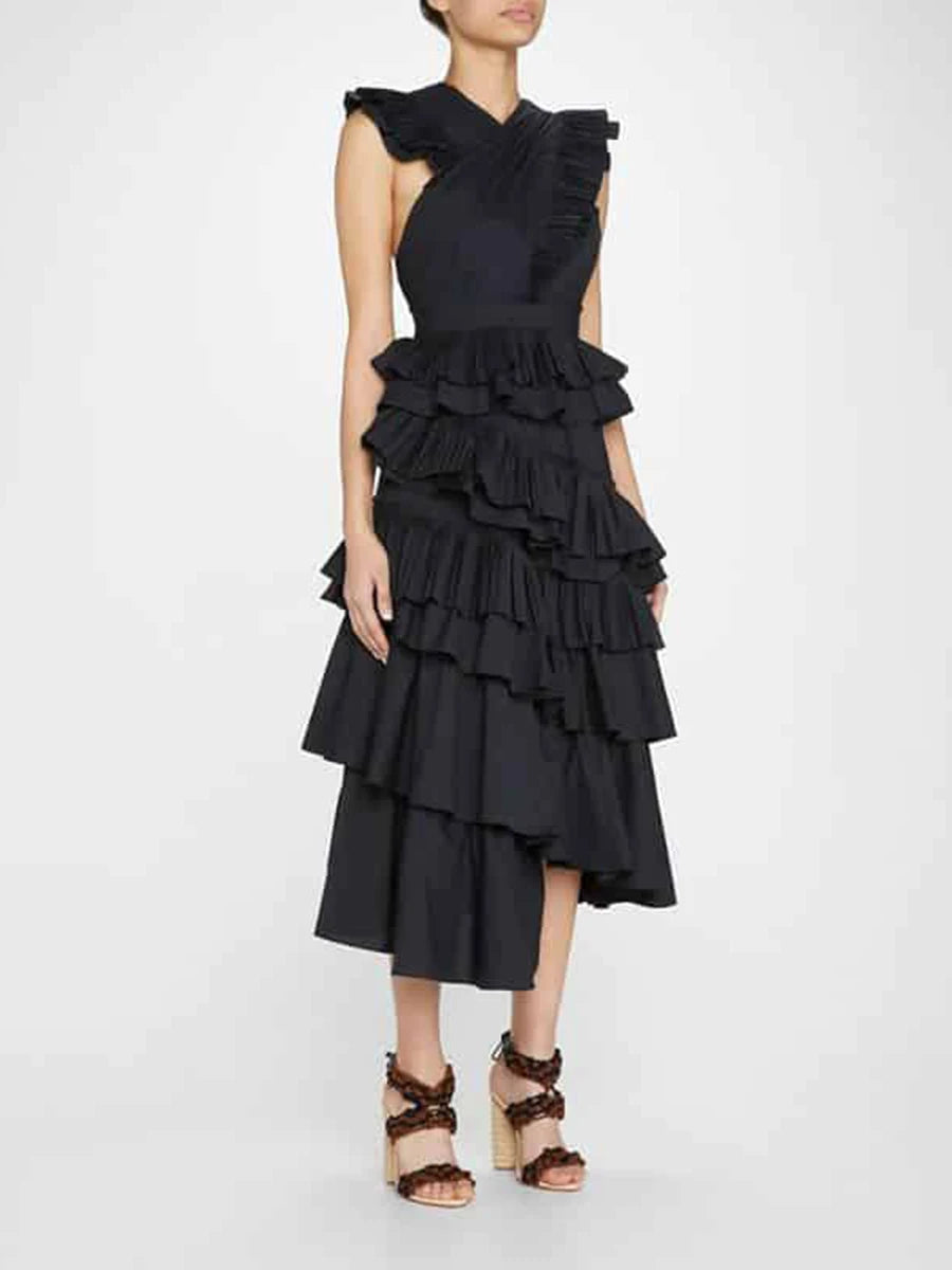 Spliced Ruffles Folds Dresses