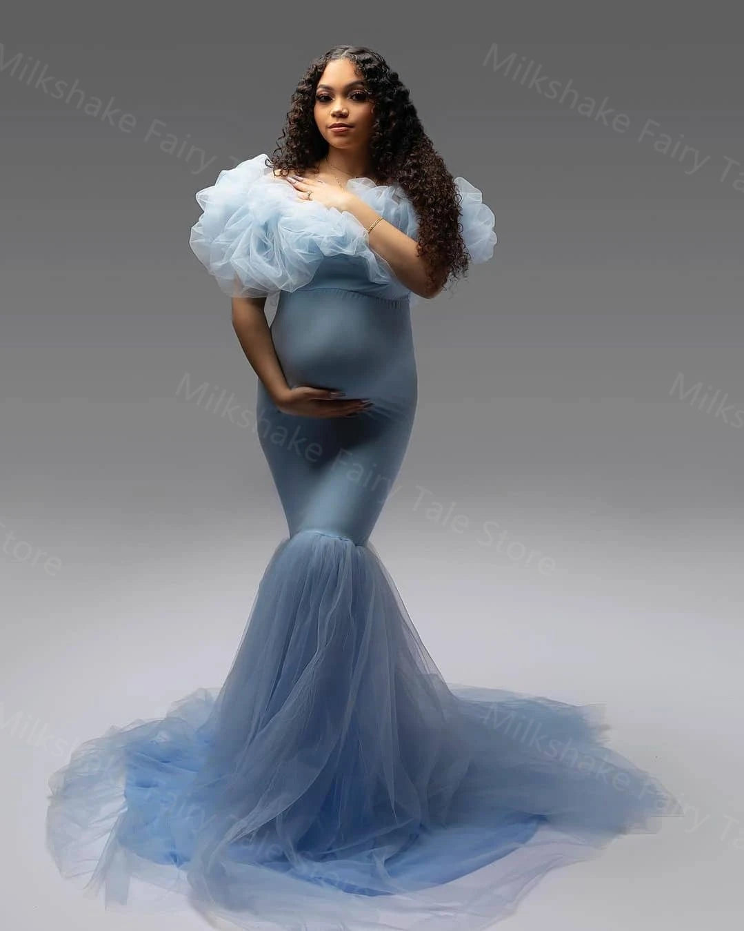 Puffy Ruffles Photoshoot Maternity Dress