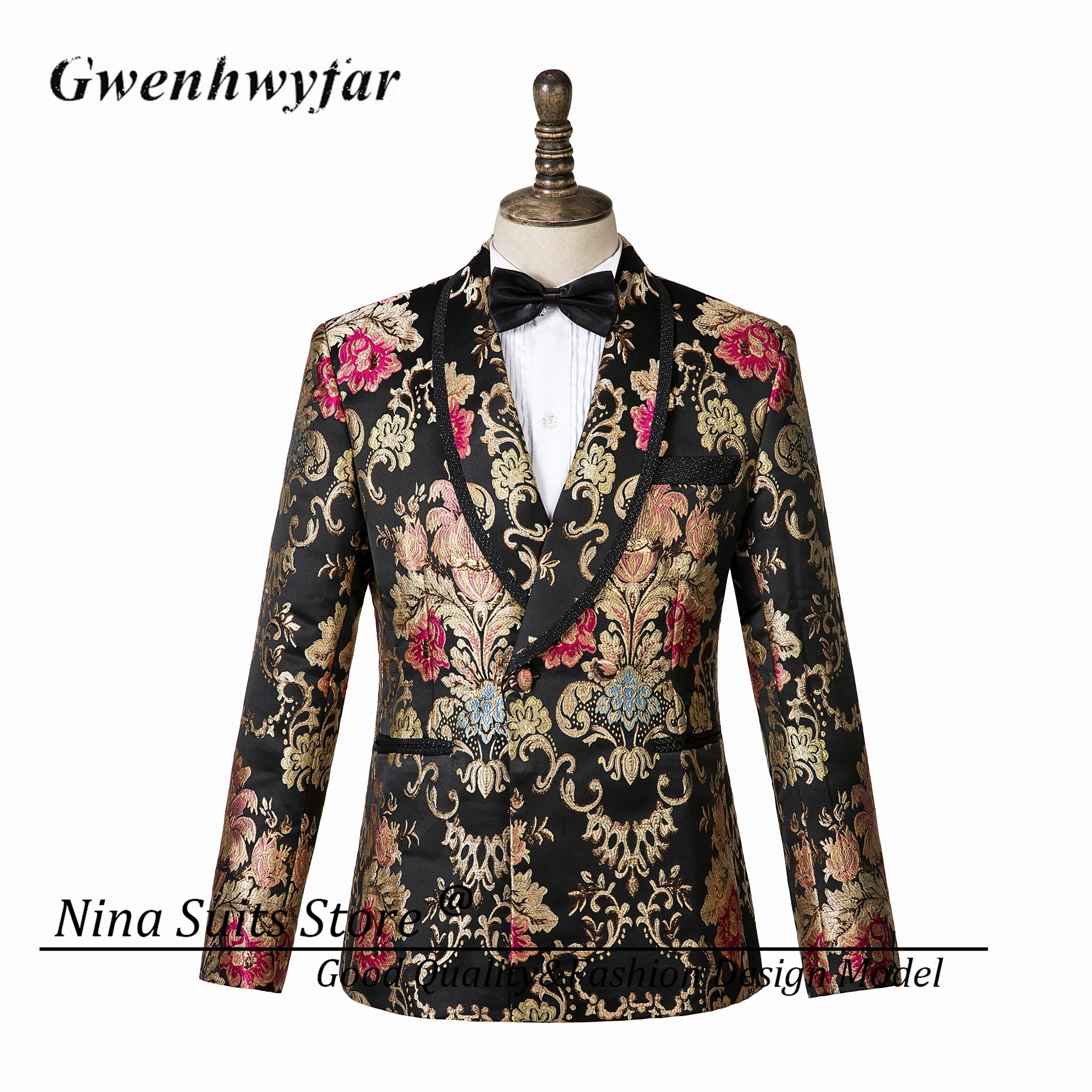 Double Breasted Royal Pattern Men Tuxedo