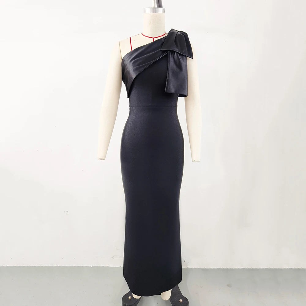Diagonal Collar Bow Dresses