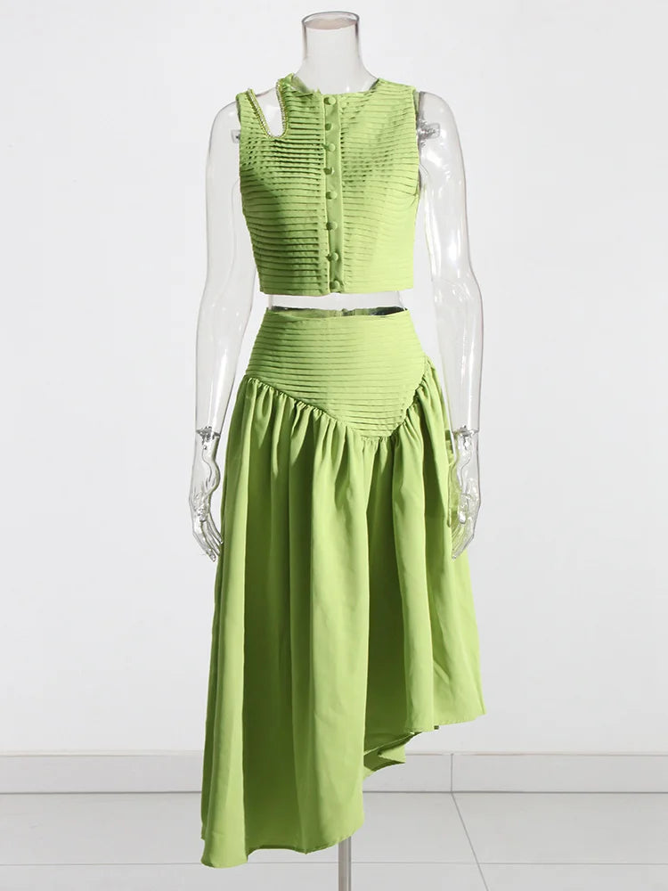 Solid Spliced Folds Two Piece Set