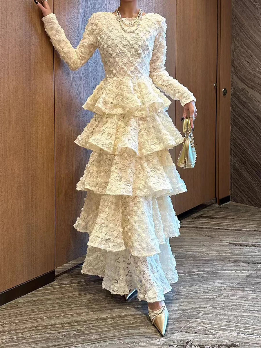 Spliced 3D Flower Dresses