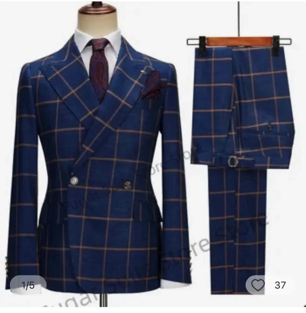 Double Breasted Dot Pattern Tuxedos for Men