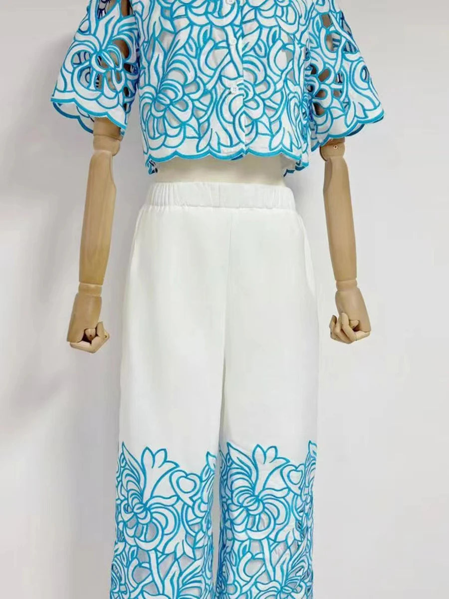 Hollow Out Casual Two Piece Set