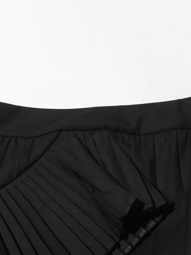 Solid Elegant Patchwork Pleated Skirt