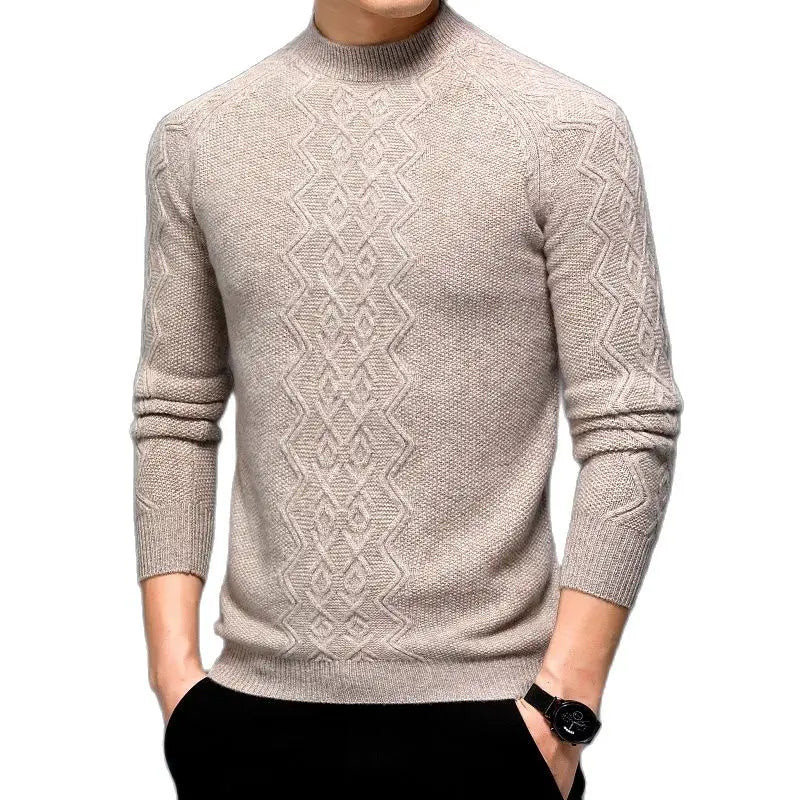 2022 new arrival autumn Top quality casual Mock Neck 100% wool sweater men ,male pullovers 9821