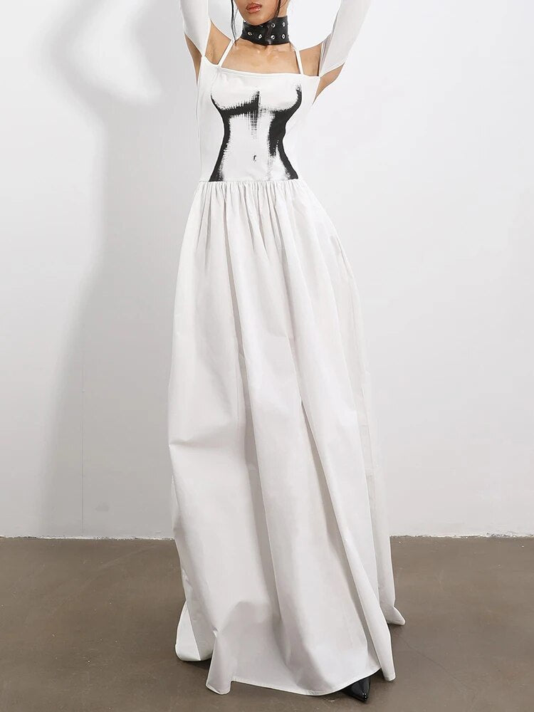 Halter Long Sleeve Off Shoulder Dress F