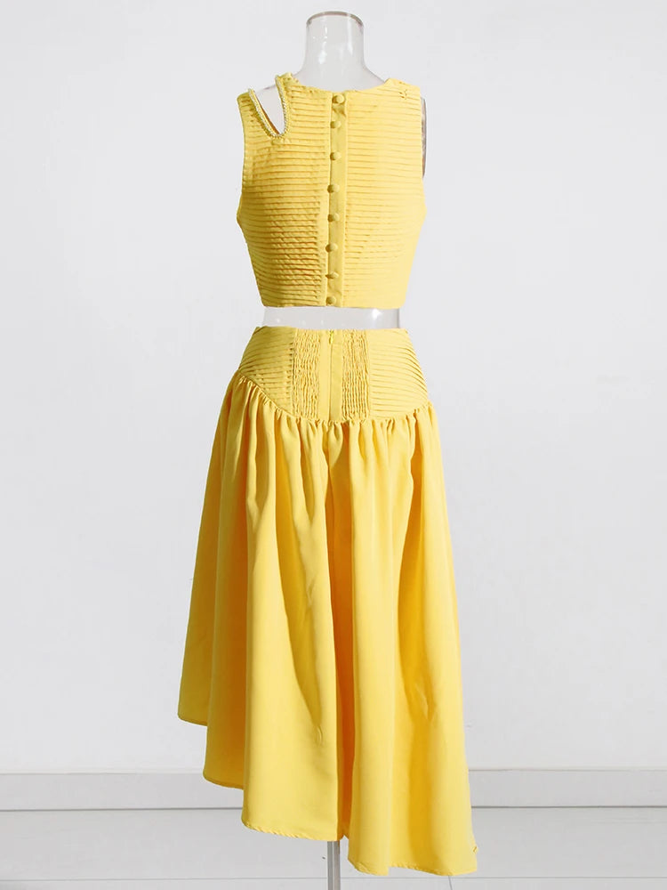 Solid Spliced Folds Two Piece Set