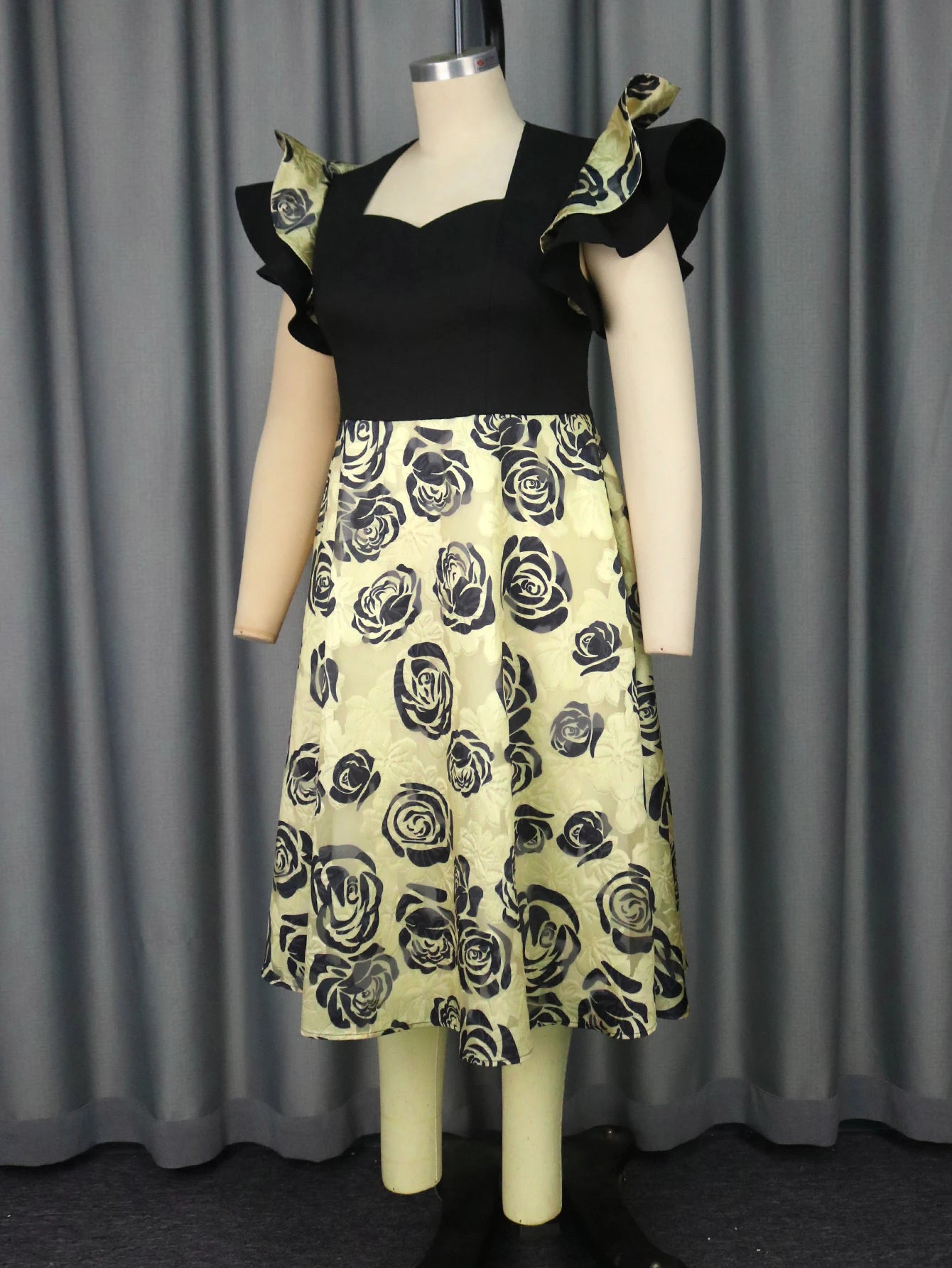 Plus Size Floral Jacquard A Line Dresses