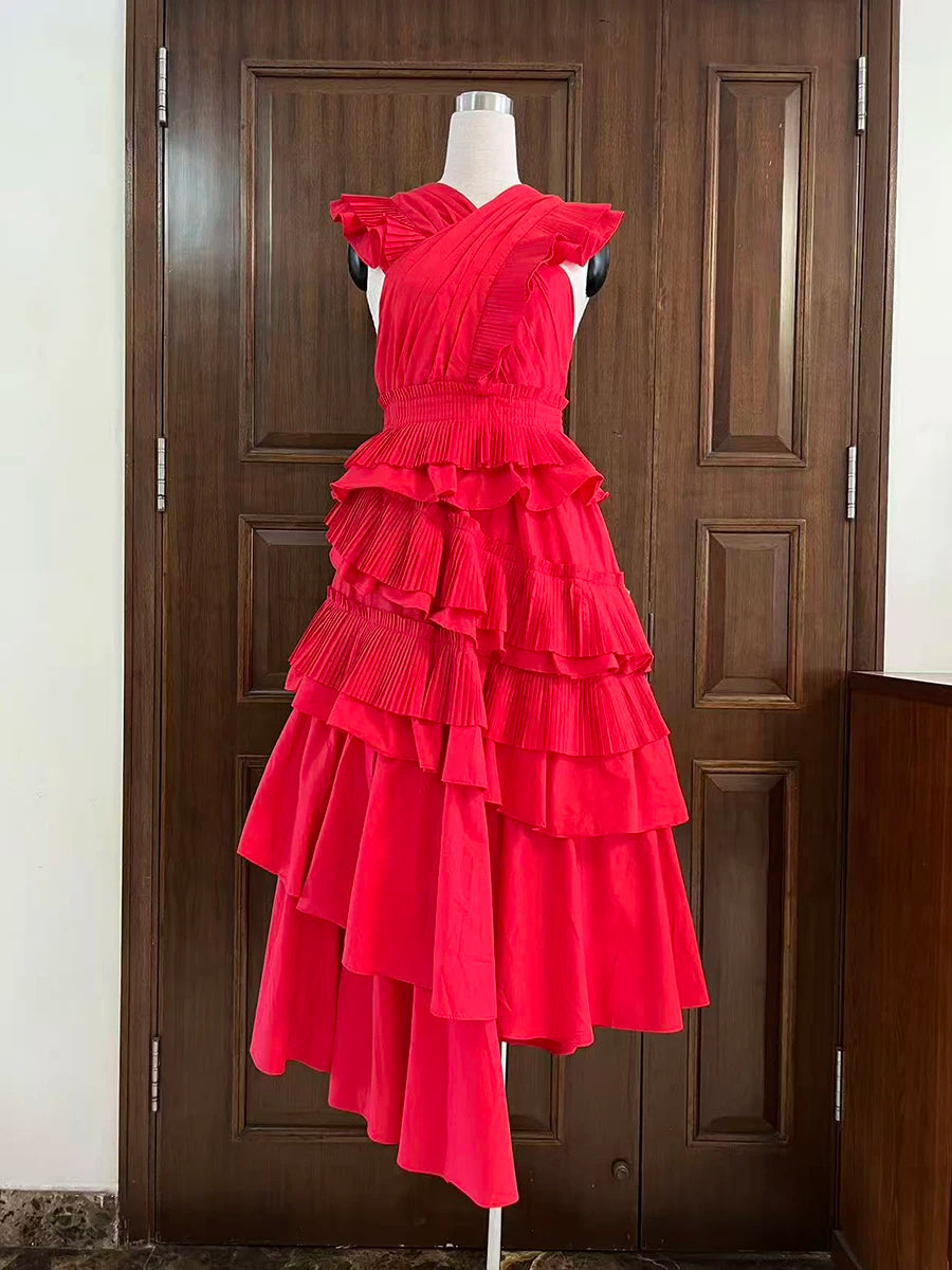 Spliced Ruffles Folds Dresses