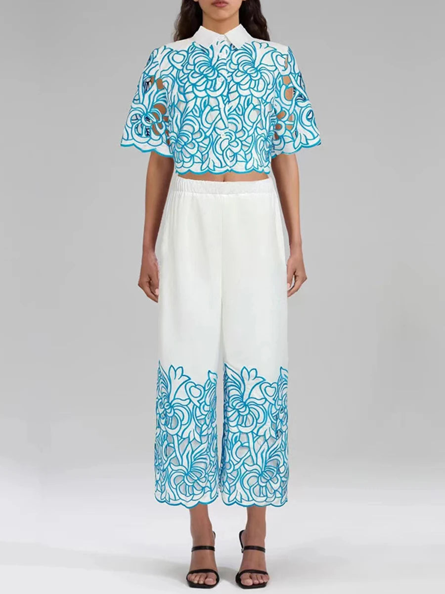 Hollow Out Casual Two Piece Set