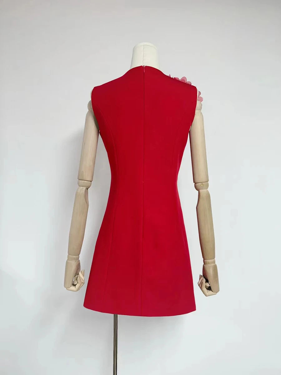 Hit Color Appliqué Dress
