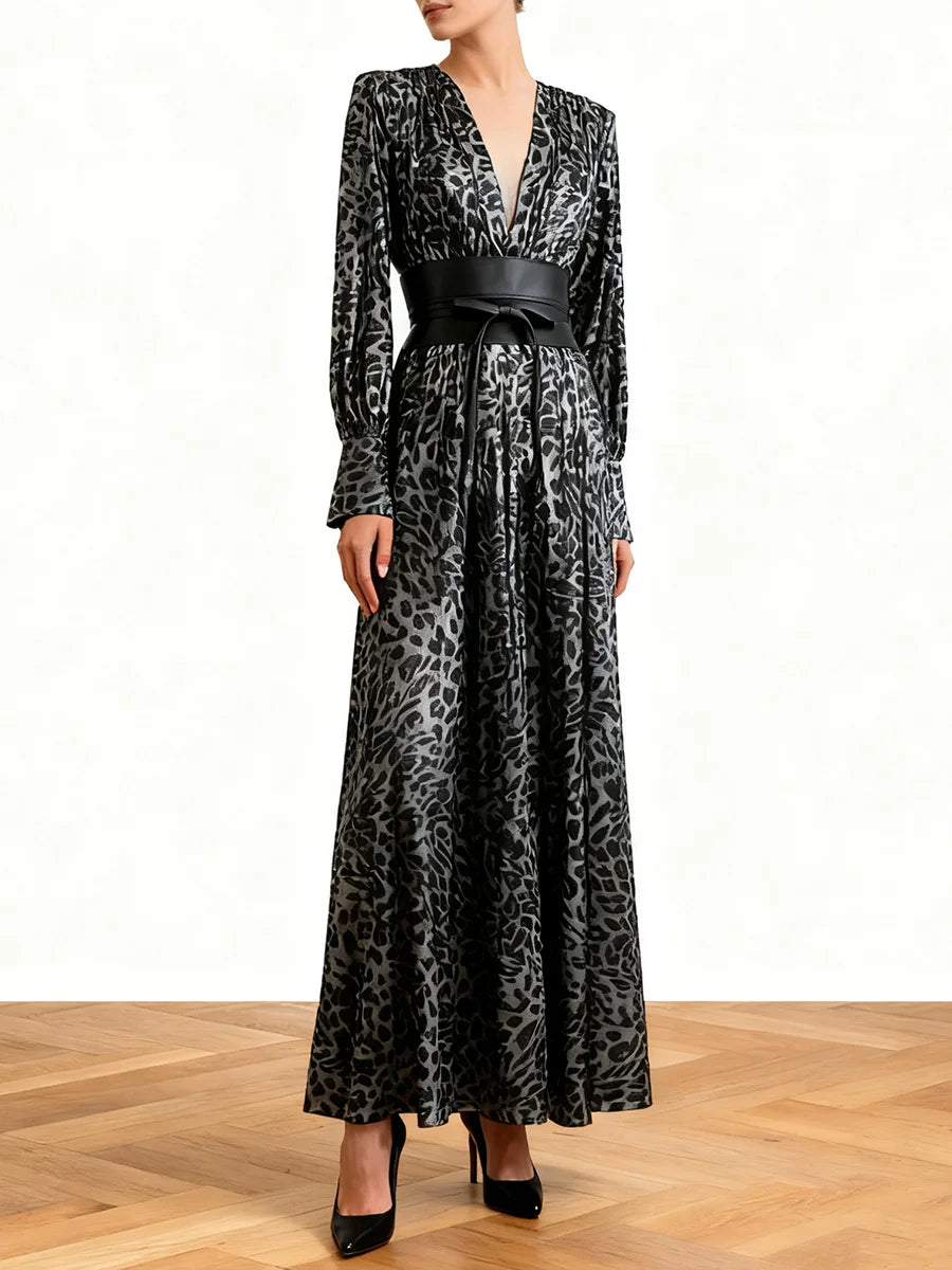 Leopard Spliced Bowknot Dresses
