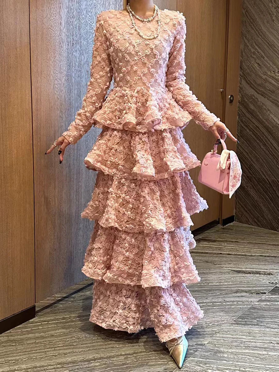Spliced 3D Flower Dresses