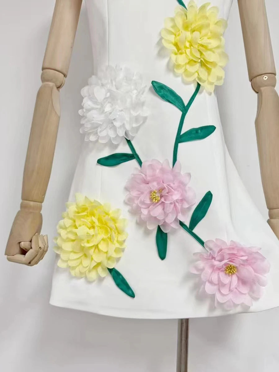 Hit Color Appliqué Dress