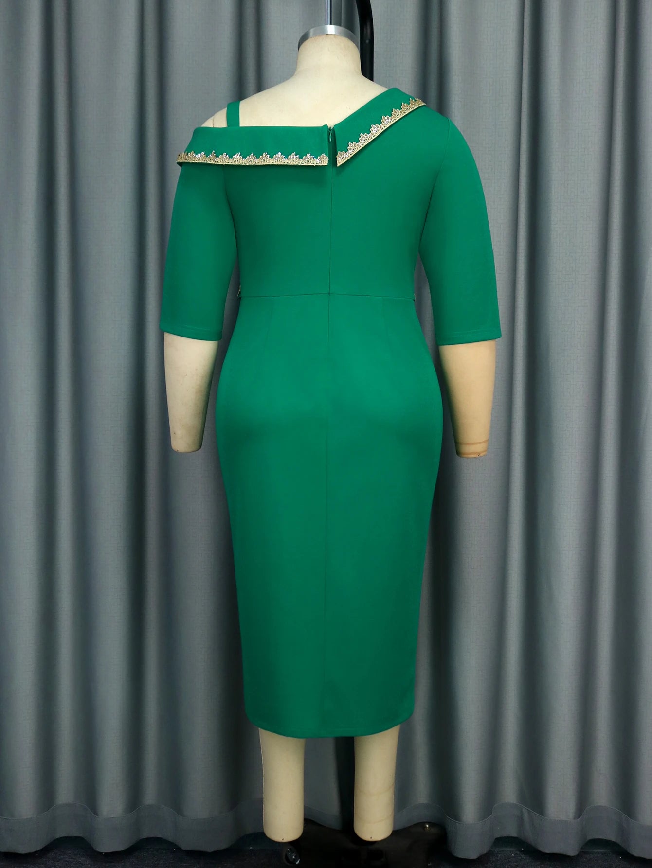Plus Size Women Asymmetrical Neck One Shoulder Dress