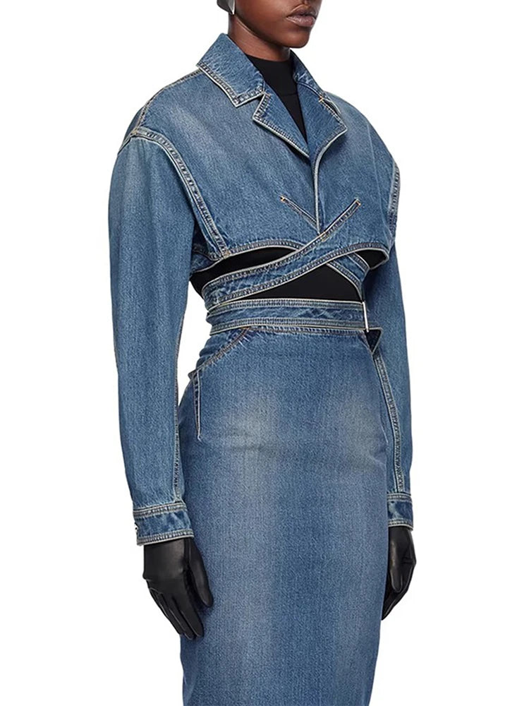 Streetwear Crisscross Denim Coat