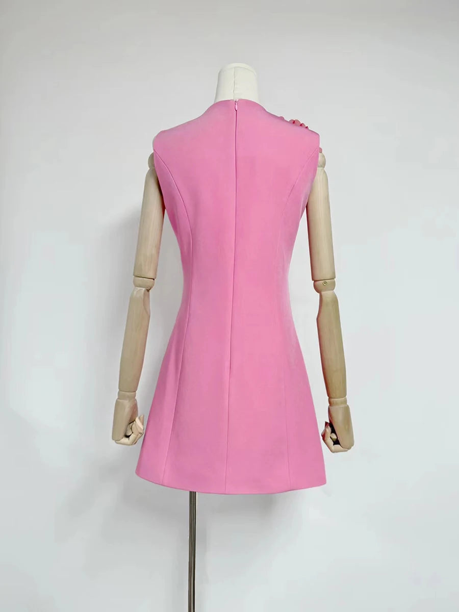 Hit Color Appliqué Dress
