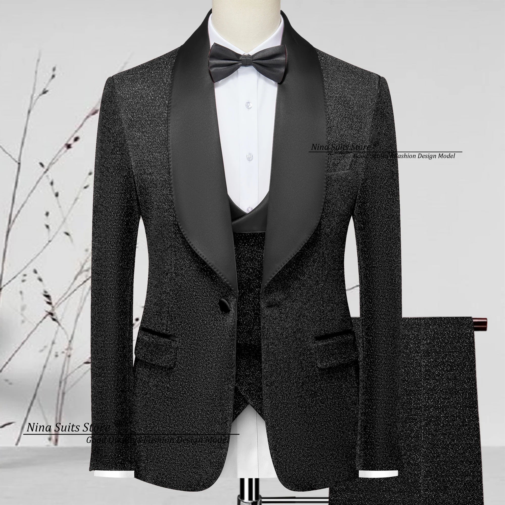 Men's 3-piece Green Shiny Glitter Set
