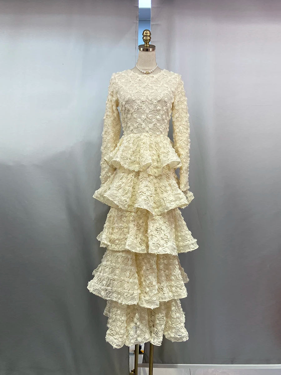 Spliced 3D Flower Dresses