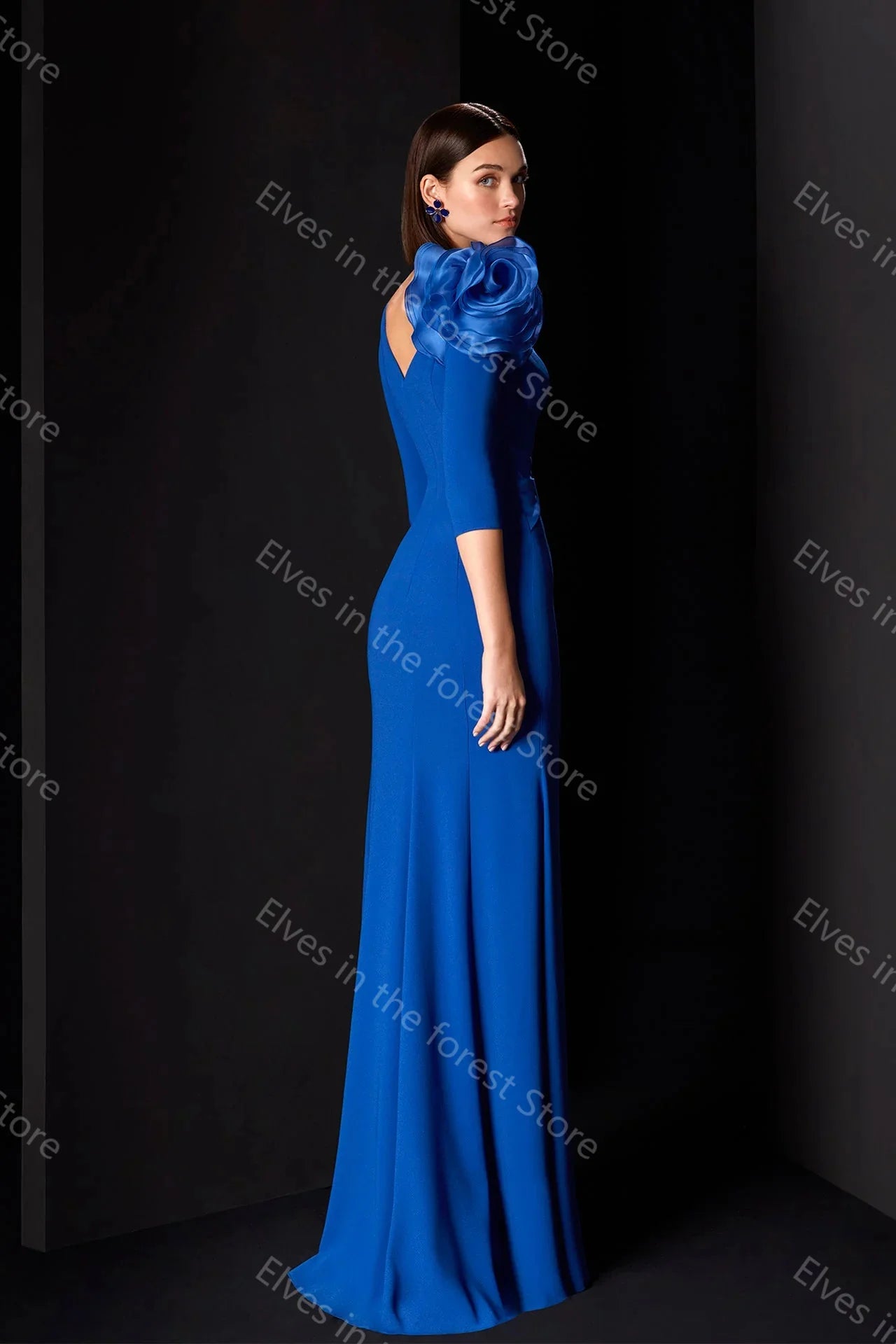 Simple Blue Mermaid Evening Dresses
