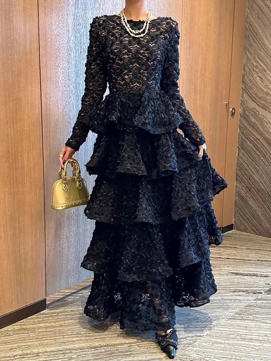 Spliced 3D Flower Dresses