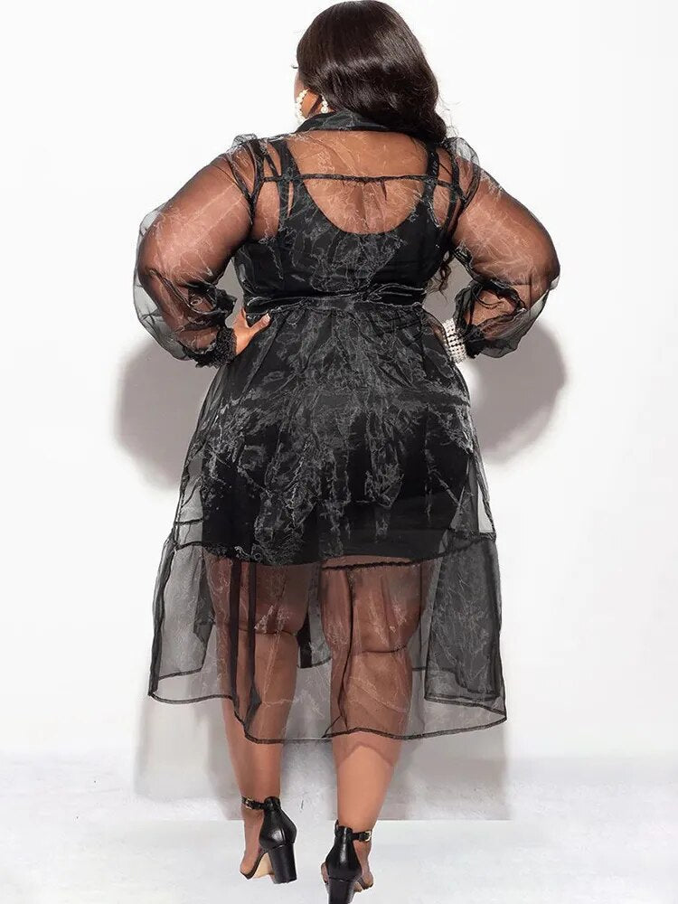 Plus Size Two Piece Suspender Dress