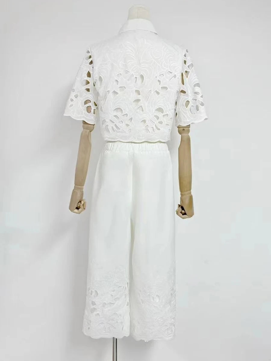 Hollow Out Casual Two Piece Set