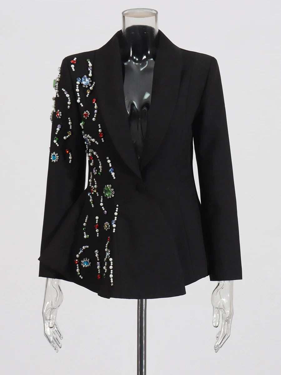 Spliced Diamonds Slimming Casual Blazers