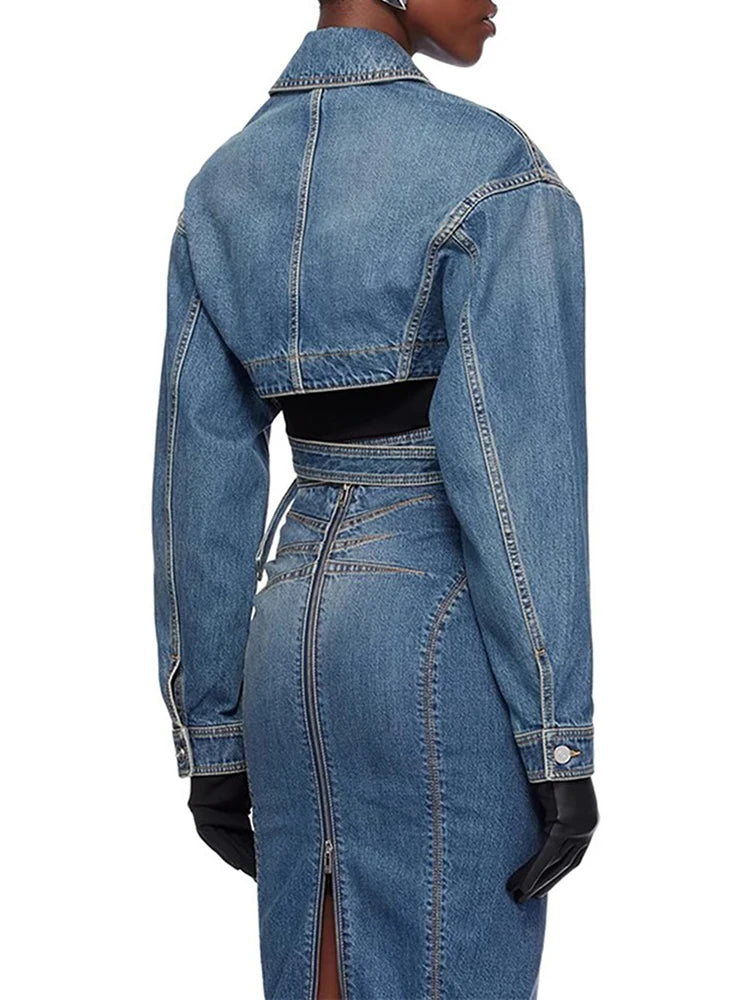 Streetwear Crisscross Denim Coat