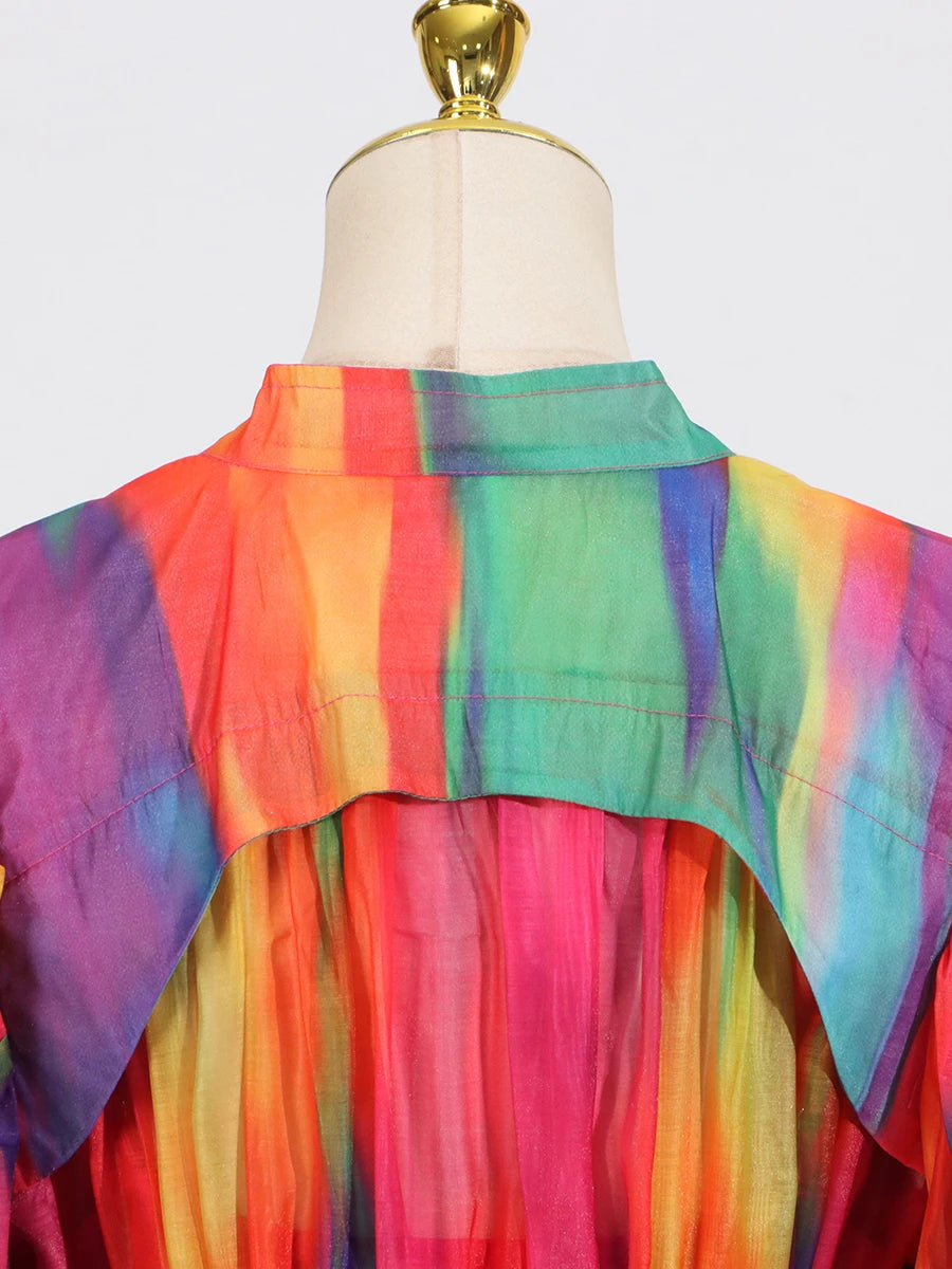 Colorful Loose Lace Up dress
