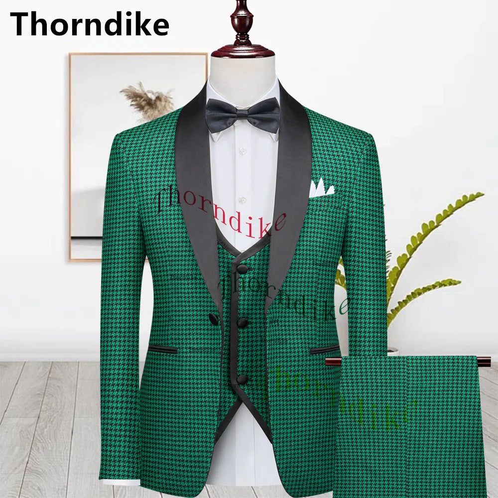 Men’s Houndstooth One Button Blazer Suit