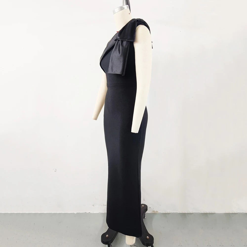 Diagonal Collar Bow Dresses